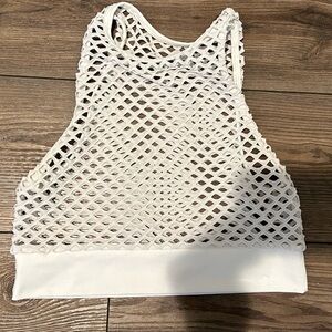 Women’s FIVE dancewear white mesh sports bra size LA- Large adult.